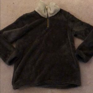 Taupe-Grey Sherpa Pullover